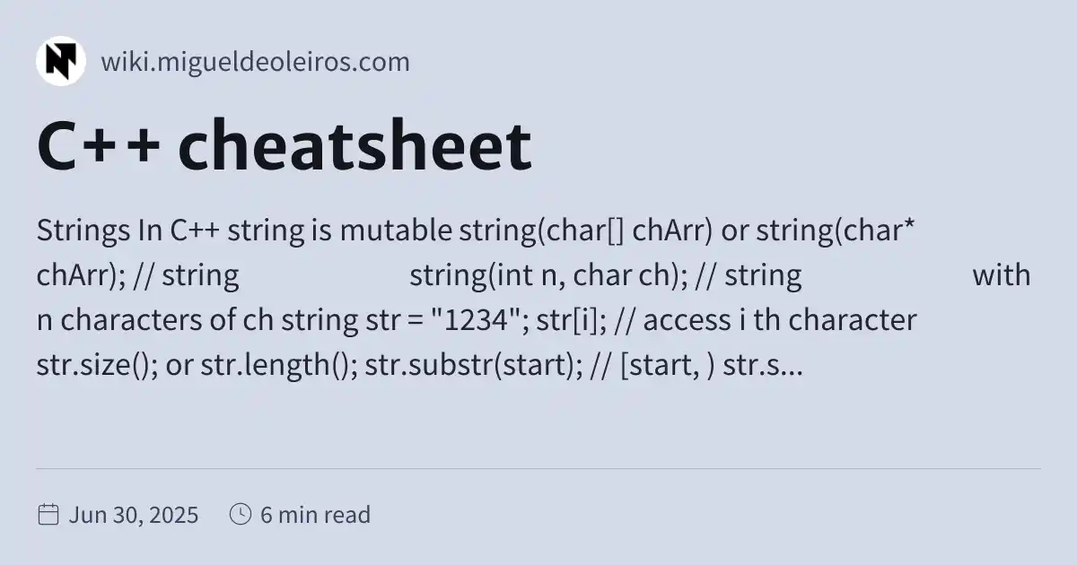 C++ cheatsheet